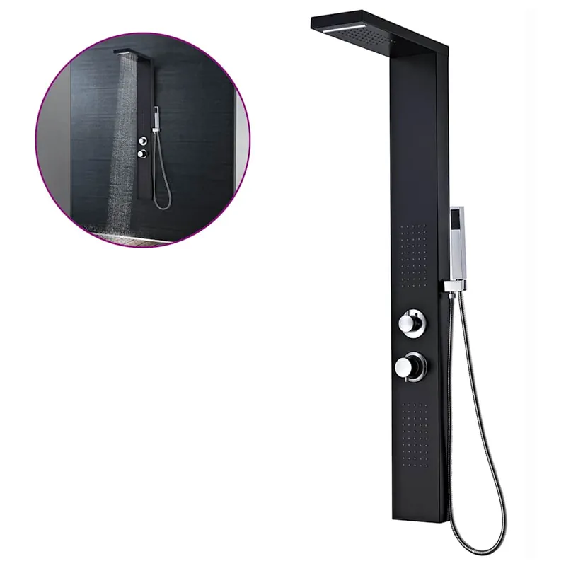 vidaXL Sistema Pannello Doccia in Alluminio Nero Opaco Flitsaanbieding