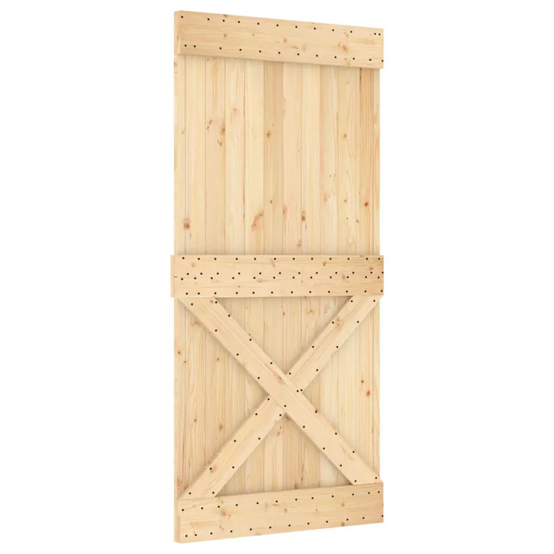 Premium vidaXL Porta scorrevole NARVIK Naturale e Nero 95 x 210 cm (213,5 cm)