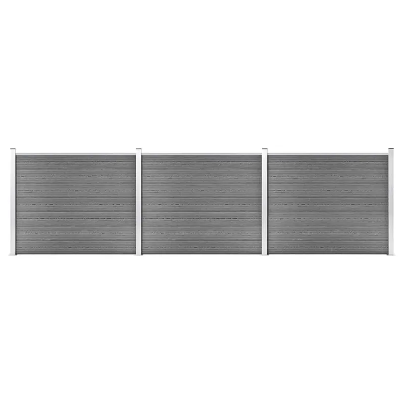 vidaXL Set Pannello di Recinzione in WPC 526x146 cm Grigio Koop Online