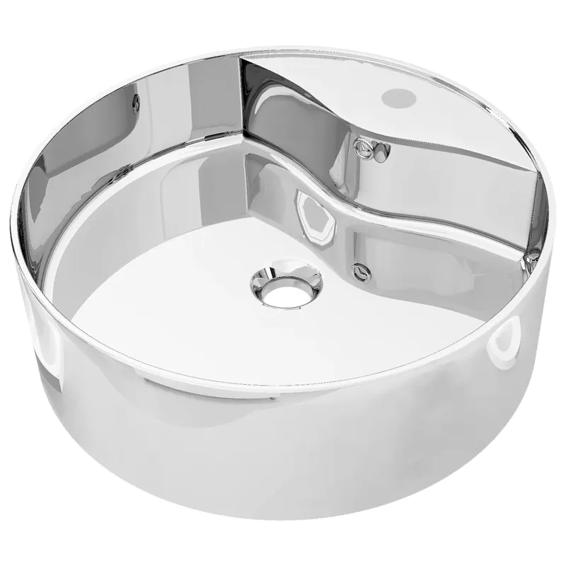 Weekendaanbieding vidaXL Lavandino con Troppopieno 46,5x15,5 cm in Ceramica Argento