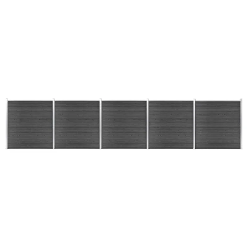 vidaXL Set Pannelli di Recinzione in WPC 872x186 cm Nero Bestel Nu