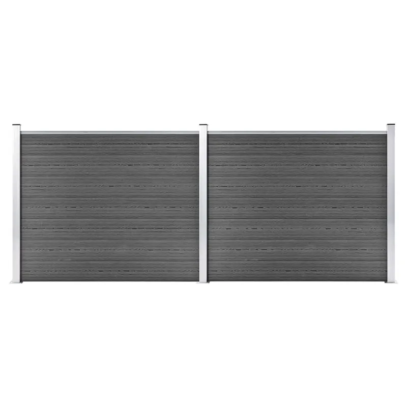 vidaXL Set Pannelli di Recinzione in WPC 353x146 cm Nero Gecertificeerd