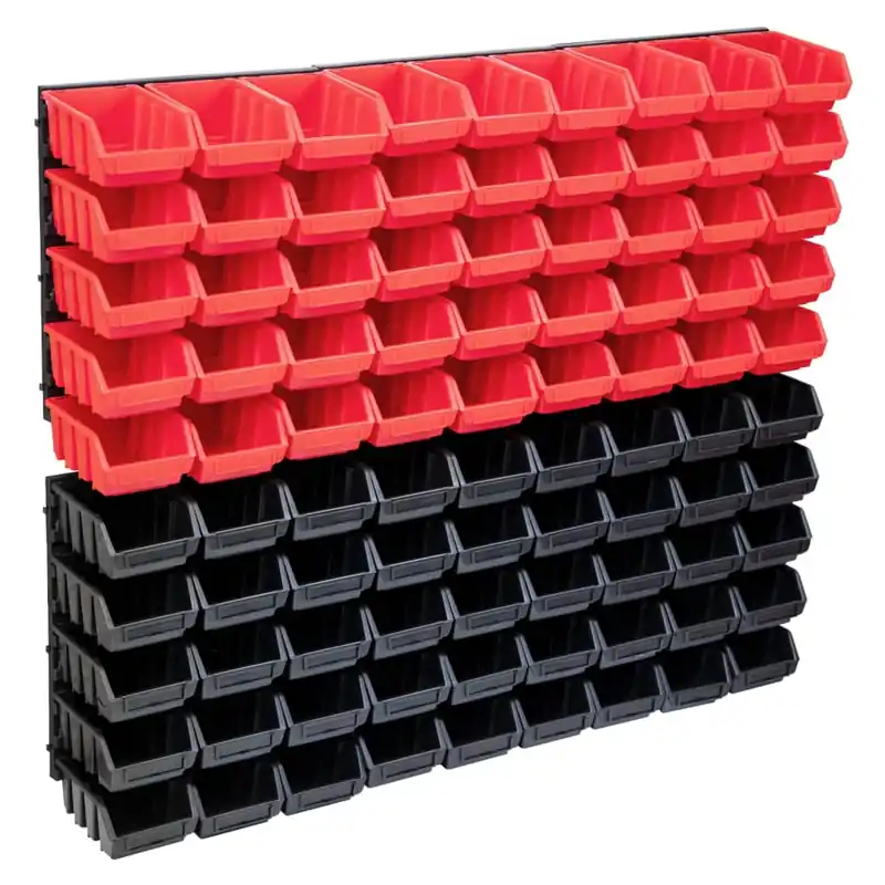 Populair vidaXL Kit Contenitori 96 pz con Pannelli a Parete Rosso e Nero