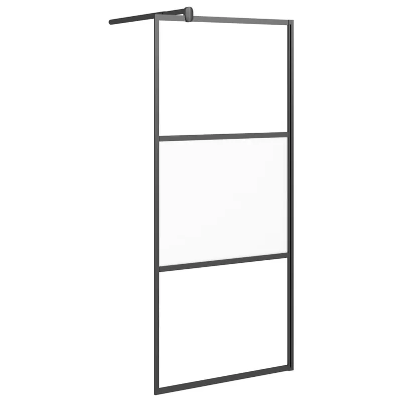 vidaXL Parete Doccia Walk in 80x195 cm Vetro Semi Smerigliato ESG Nero Speciale Aanbieding