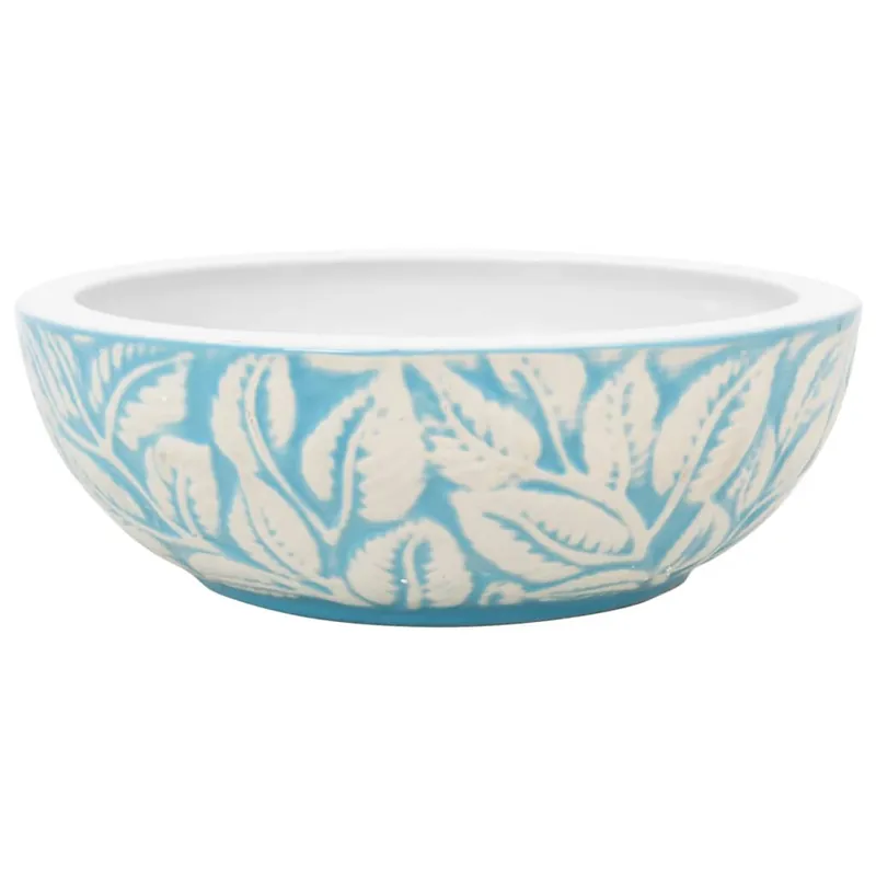 Bestseller vidaXL Lavabo da Appoggio Bianco e Blu Rotondo Φ41x14 cm Ceramica
