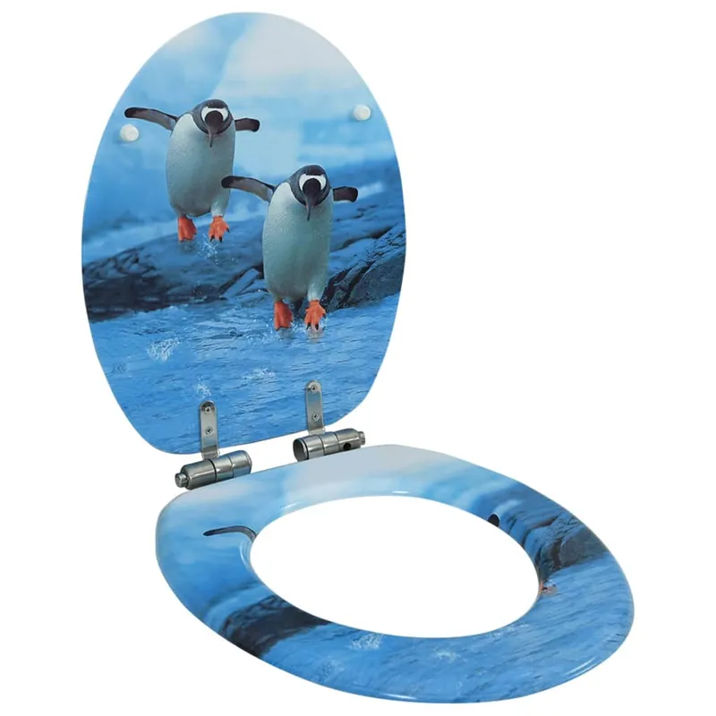 vidaXL Tavoletta WC con Coperchio Chiusura Morbida MDF Design Pinguino Beperkt Aanbod