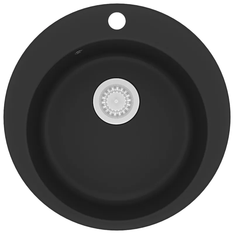 Op = Op vidaXL Lavello da Cucina in Granito Vasca Singola Circolare Nero