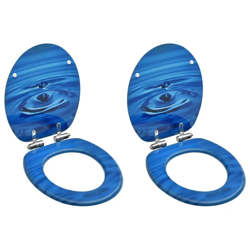 Hoge Kwaliteit vidaXL Tavolette WC Chiusura Ammortizzata 2 pz MDF Blu Goccia d‘Acqua