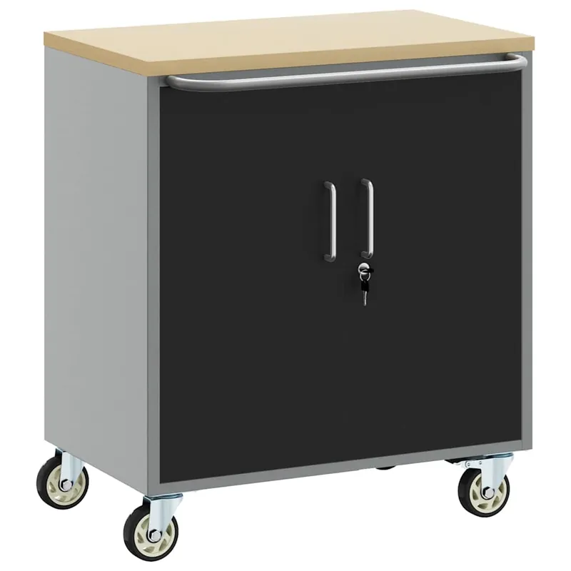 Populair vidaXL Carrello da lavoro a rulli Nero e Grigio 75 x 45 x 85 cm