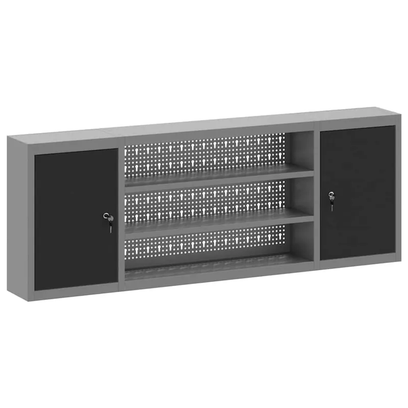 Voordeelprijs vidaXL Mobile per attrezzi con blocco Nero e Grigio 150 x 20 x 55 cm