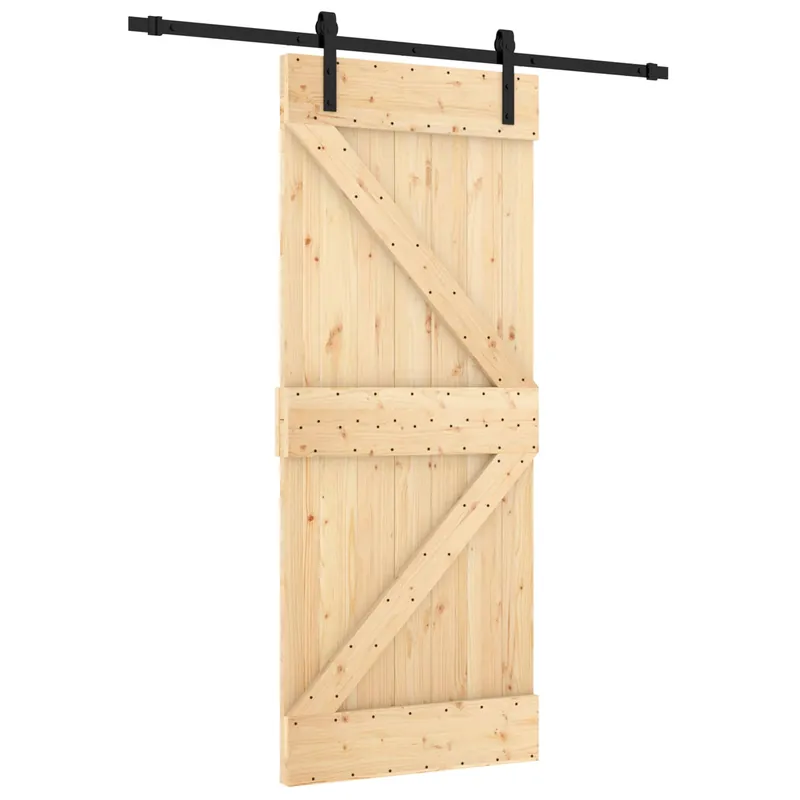 vidaXL Porta scorrevole Naturale e Nero 85 x 210 cm Goedkoop