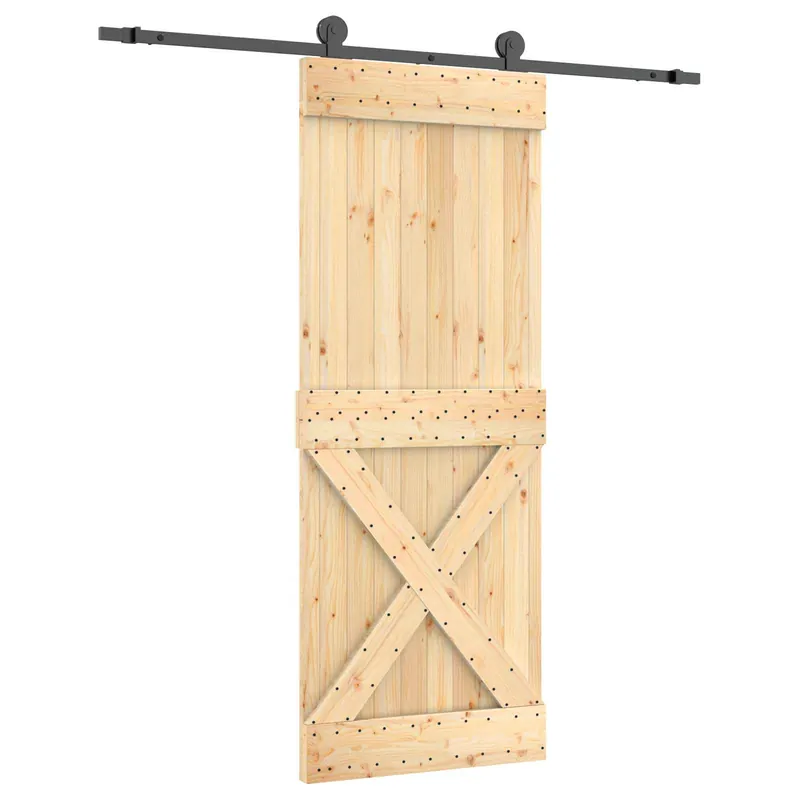 vidaXL Porta scorrevole Naturale e Nero 80 x 210 cm Goedkoop