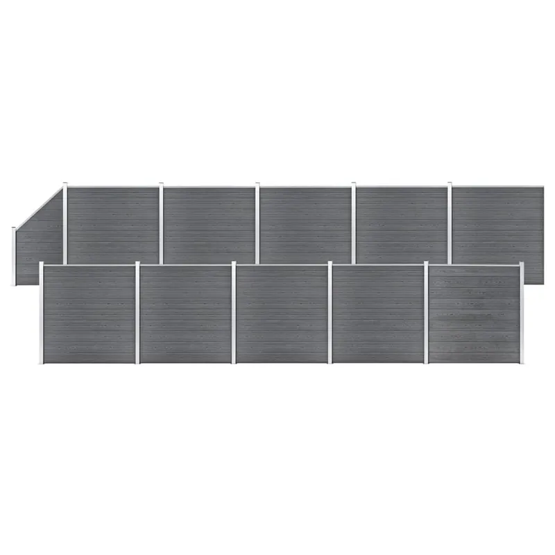 Goedkoop vidaXL Pannelli Recinto WPC 10 Quadrati 1 Inclinato 1830x186cm Grigi