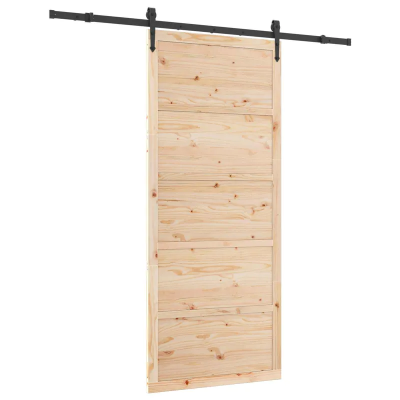 vidaXL Porta scorrevole Naturale 90 x 208 cm Legno Massello di Pino Gecertificeerd