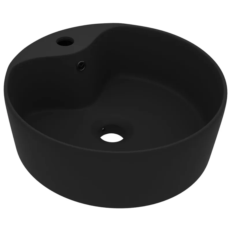 Rechtstreeks Van De Fabrikant vidaXL Lavandino con Troppopieno Nero Opaco 36x13 cm in Ceramica