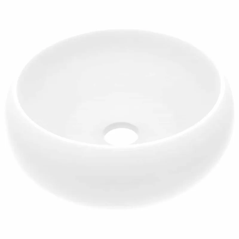 vidaXL Lavandino Lusso Rotondo Bianco Opaco 40x15 cm in Ceramica Alleen Vandaag
