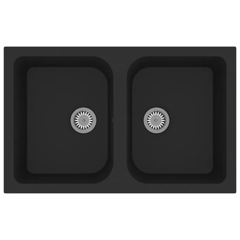vidaXL Lavello da cucina Nero 76 x 48 x 30 cm Quarzo e Resina Laatste Versie