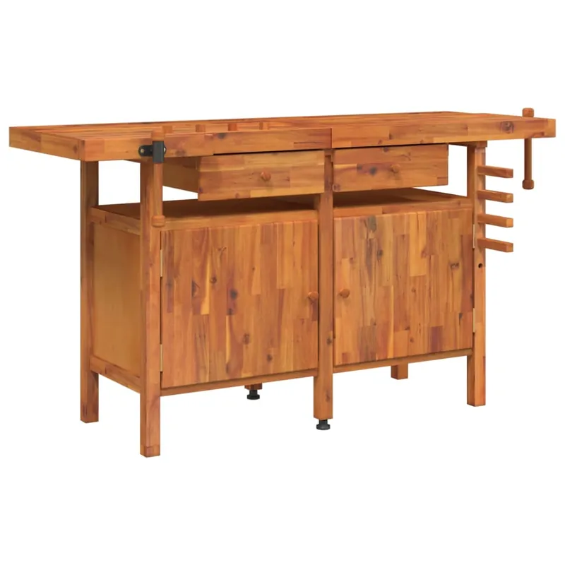 vidaXL Banco Lavoro Cassetti e Morse 162x62x83cm Legno Massello Acacia Lage Prijs