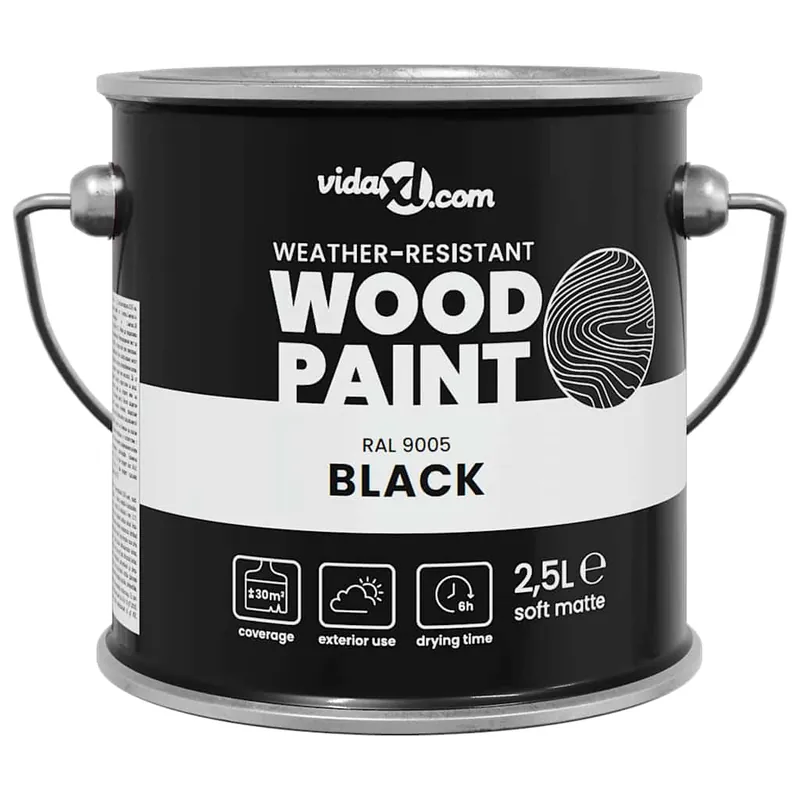 vidaXL Vernice per legno Nero 2,5 L Stampa da parete Nieuw