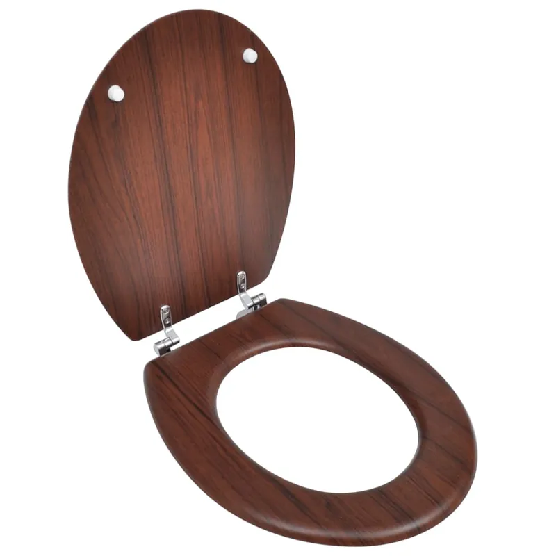 vidaXL Sedile WC MDF con Coperchio Design Semplice Marrone Beste Prijs