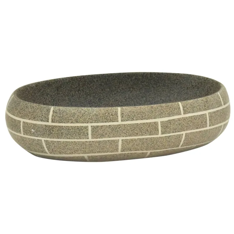 Bestel Nu vidaXL Lavabo da Appoggio Multicolore Ovale 59x40x15 cm Ceramica