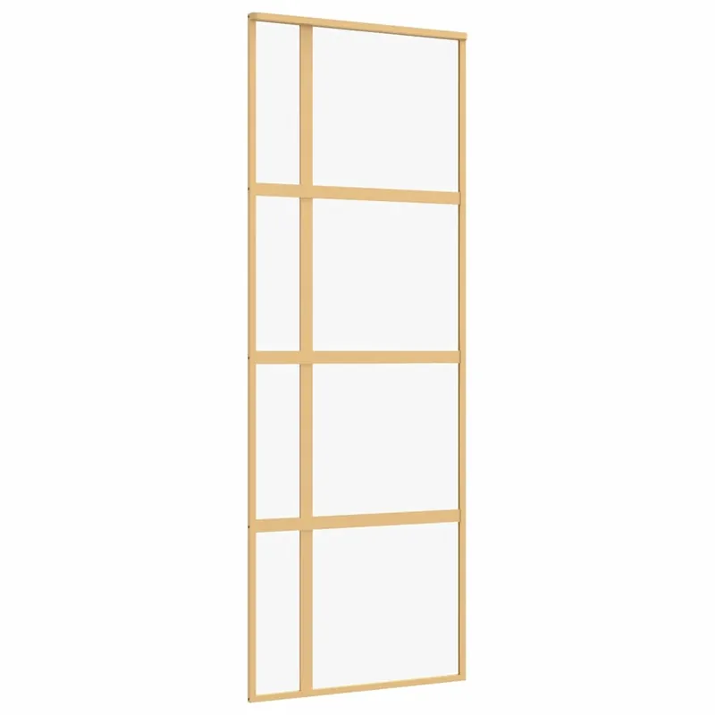 vidaXL Porta Scorrevole Dorata 76x205 Vetro Trasparente ESG Alluminio Bestel Nu