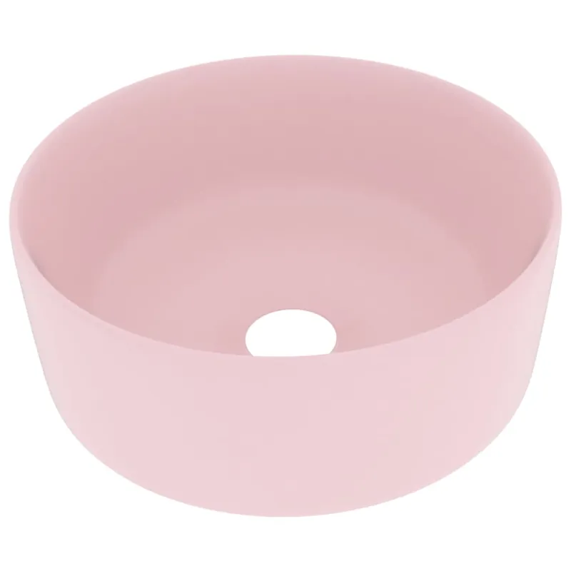 vidaXL Lavandino Lusso Rotondo Rosa Opaco 40x15 cm in Ceramica Shop Nu