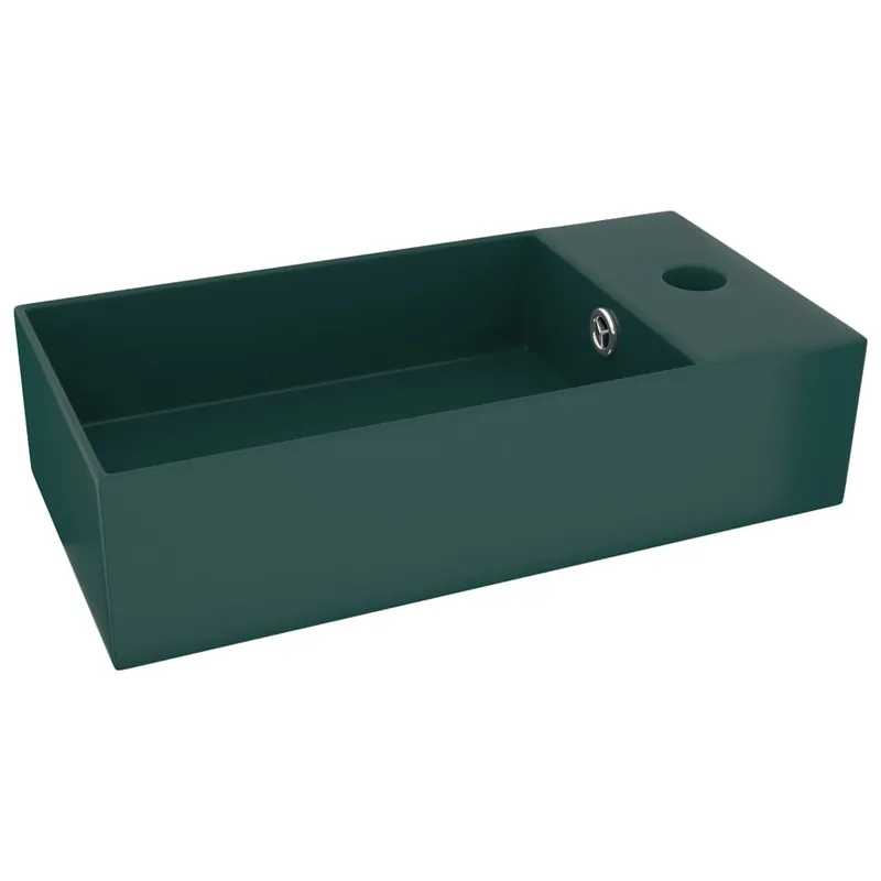 Flitsaanbieding vidaXL Lavandino con Troppopieno in Ceramica Verde Scuro