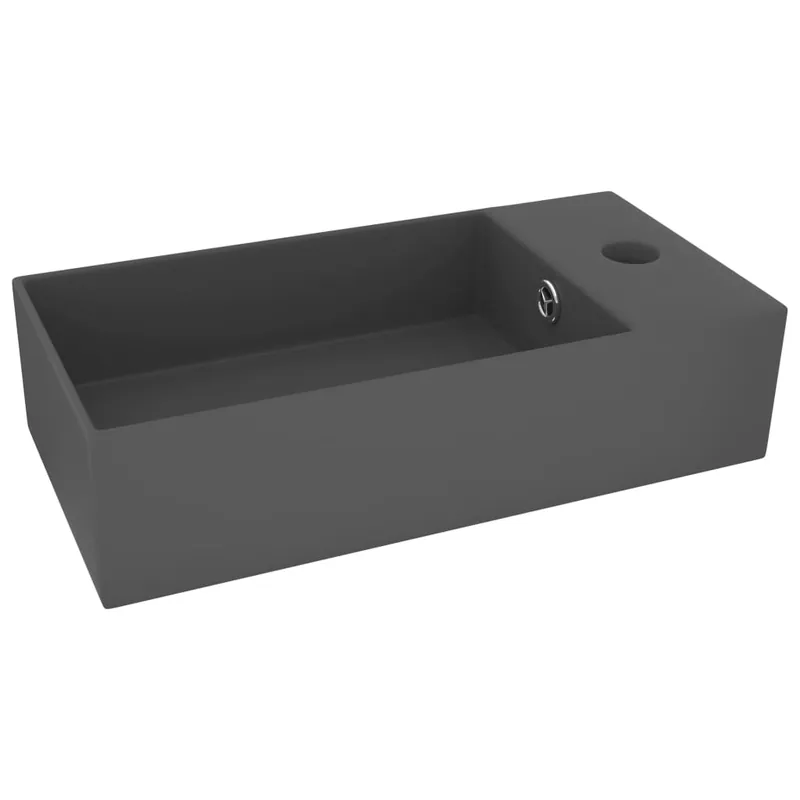 Koop Online vidaXL Lavandino con Troppopieno in Ceramica Grigio Scuro