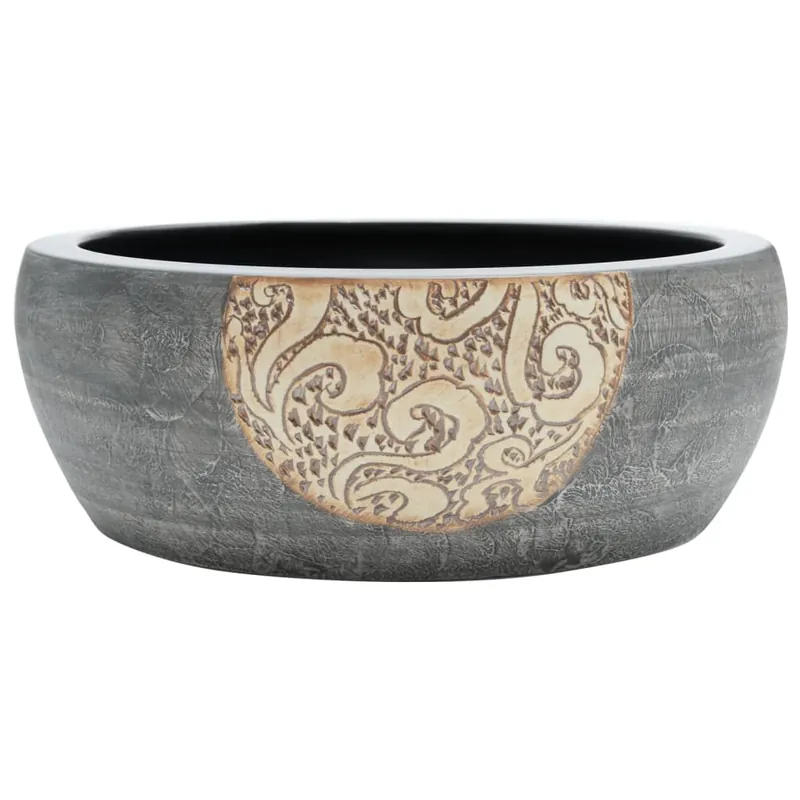 vidaXL Lavabo da Appoggio Nero e Marrone Rotondo Φ41x14 cm Ceramica Voordeelprijs