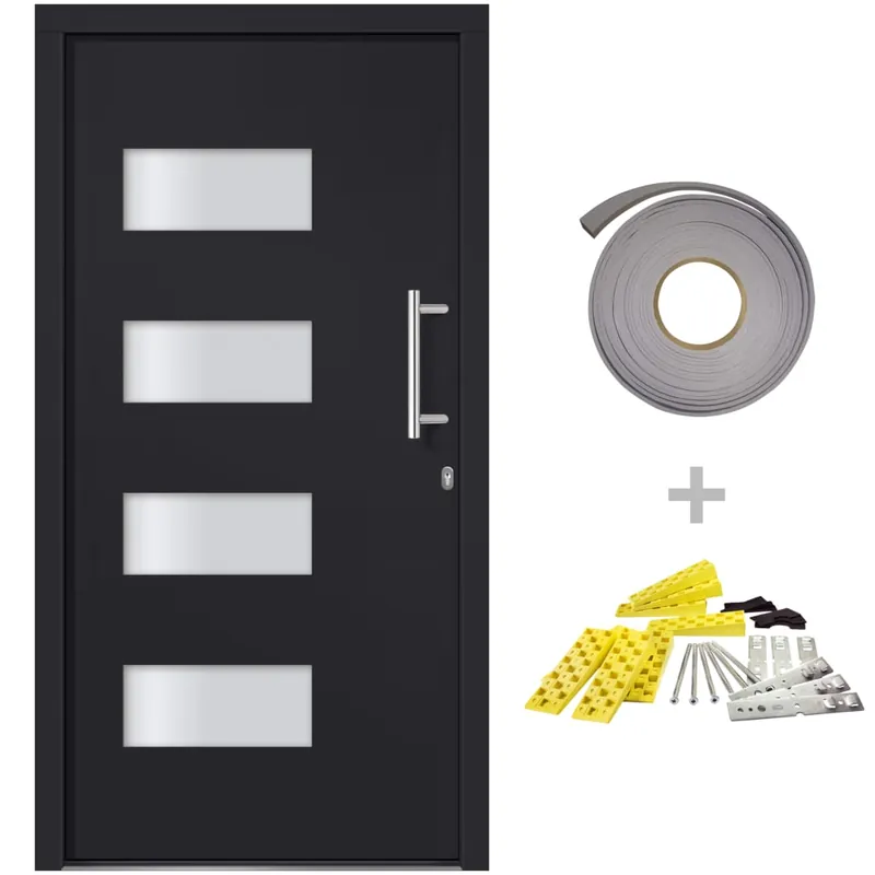 vidaXL Porta d‘Ingresso in Alluminio e PVC Antracite 100x200 cm Hete Deal