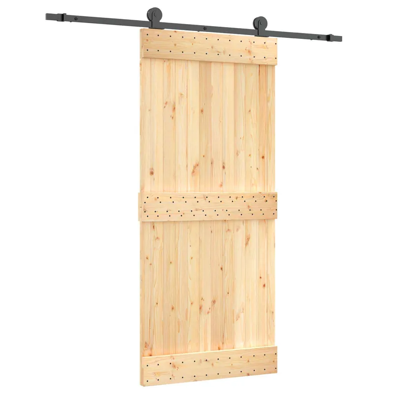 Koop Vandaag vidaXL Porta scorrevole Naturale e Nero 90 x 210 cm