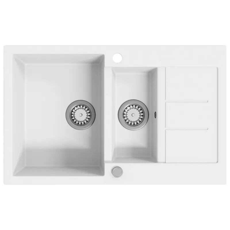 Flitsaanbieding vidaXL Lavello da Cucina in Granito Vasca Doppia Bianco