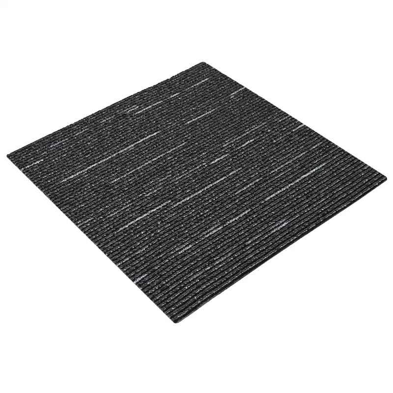 Beperkte Voorraad vidaXL Piastrella per Tappeto Strisce Nere 50 x 50 cm 4 pcs