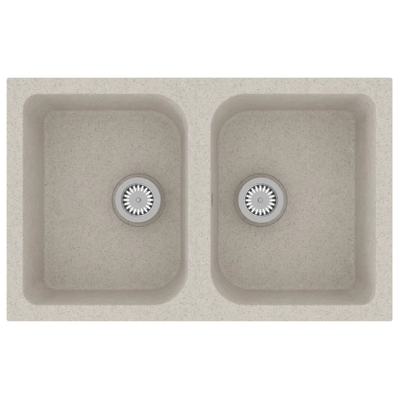 vidaXL Lavello da cucina Beige 76 x 48 x 30 cm Quarzo e Resina Premium