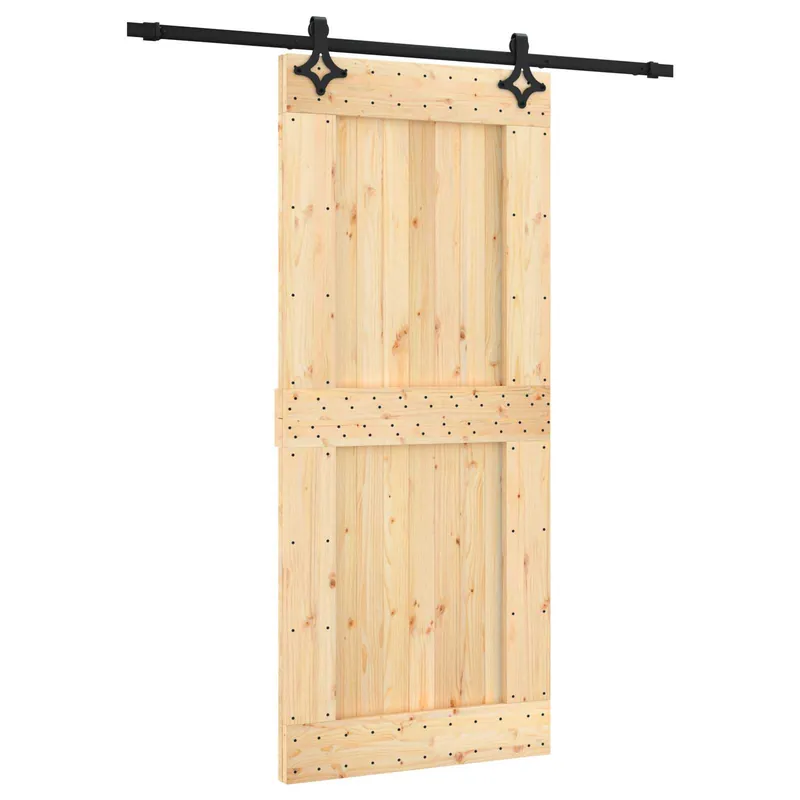 vidaXL Porta scorrevole Naturale e Nero 90 x 210 cm Korting