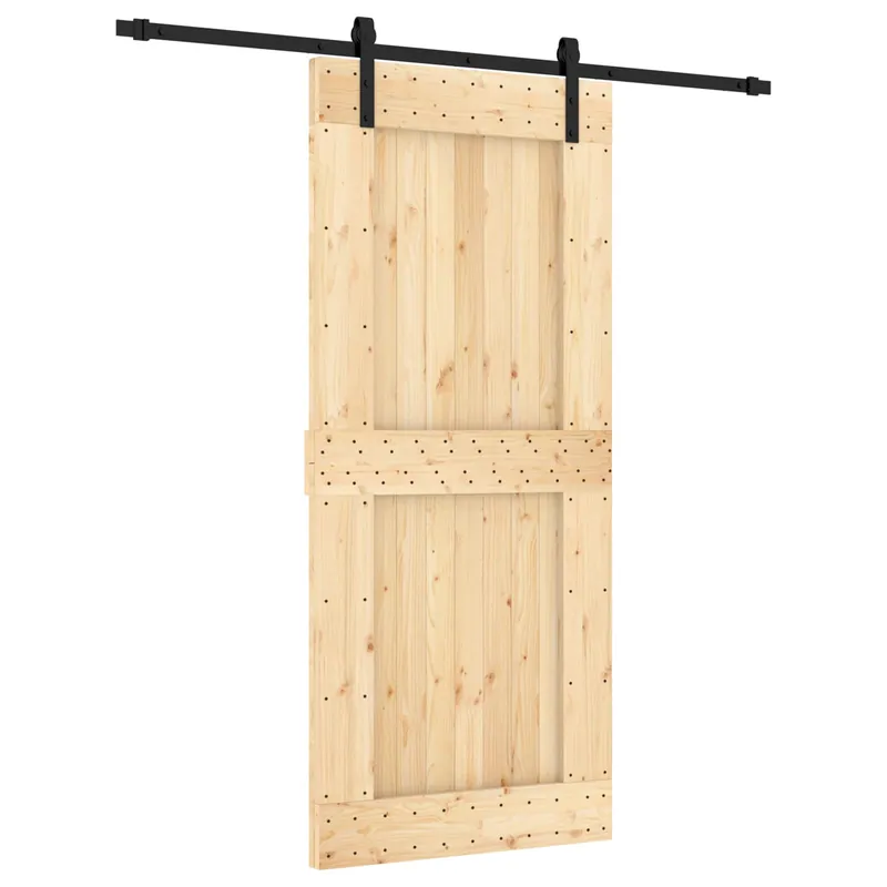 vidaXL Porta scorrevole Naturale e Nero 90 x 210 cm Korting