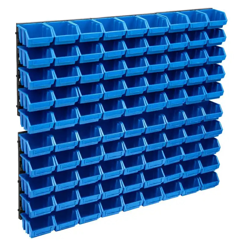 vidaXL Kit Contenitori 96 pz con Pannelli a Parete Blu e Nero Alleen Vandaag