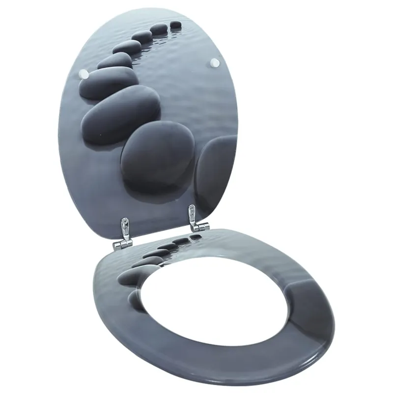 Seizoensaanbieding vidaXL Sedile WC in MDF con Coperchio Design Pietre