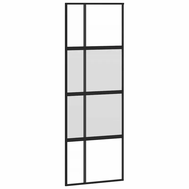 vidaXL Porta Scorrevole Nera 76x205 cm in Vetro Temperato e Alluminio Lage Kosten