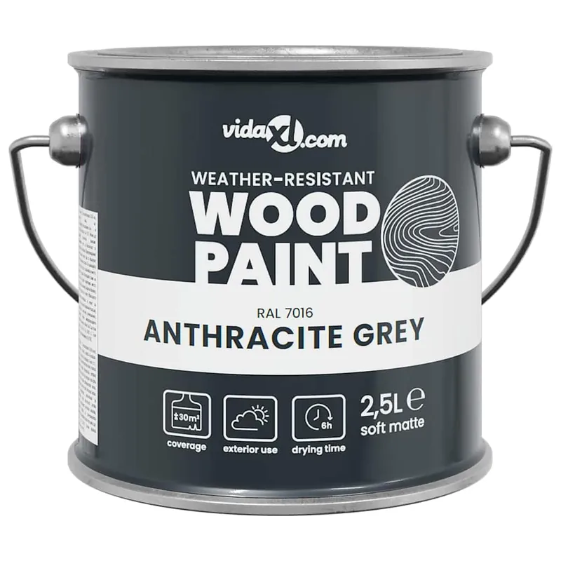 vidaXL Vernice per legno Grigio 2,5 L Stampa da parete Fabrieksprijs
