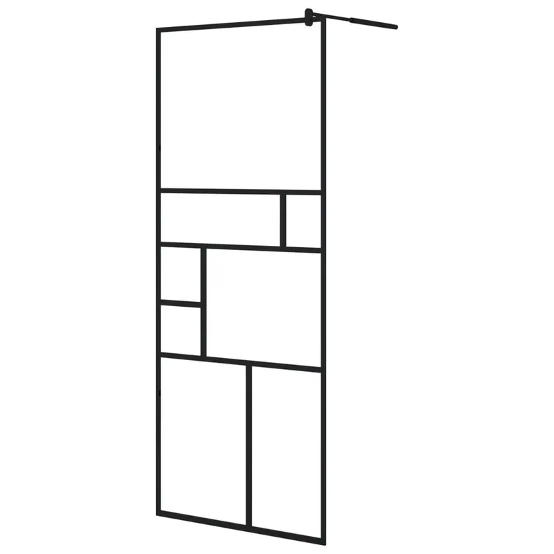 Superprijs vidaXL Parete Doccia Walk-in in Vetro Trasparente ESG Nera 80x195 cm