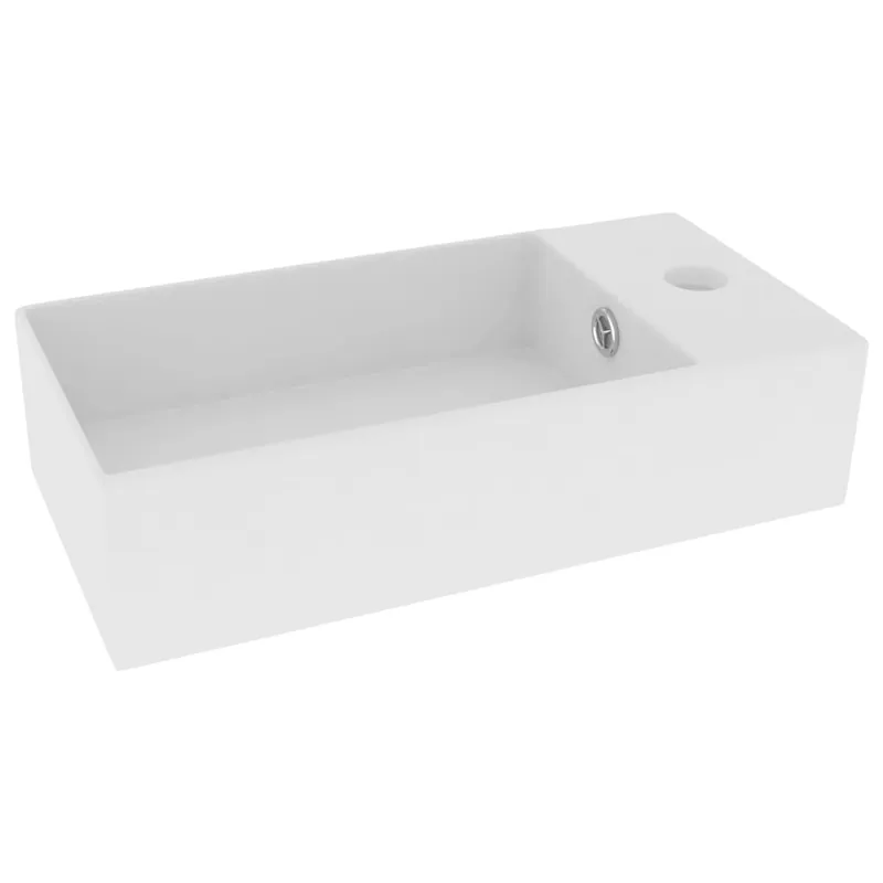 vidaXL Lavandino con Troppopieno in Ceramica Bianco Opaco Actieprijs