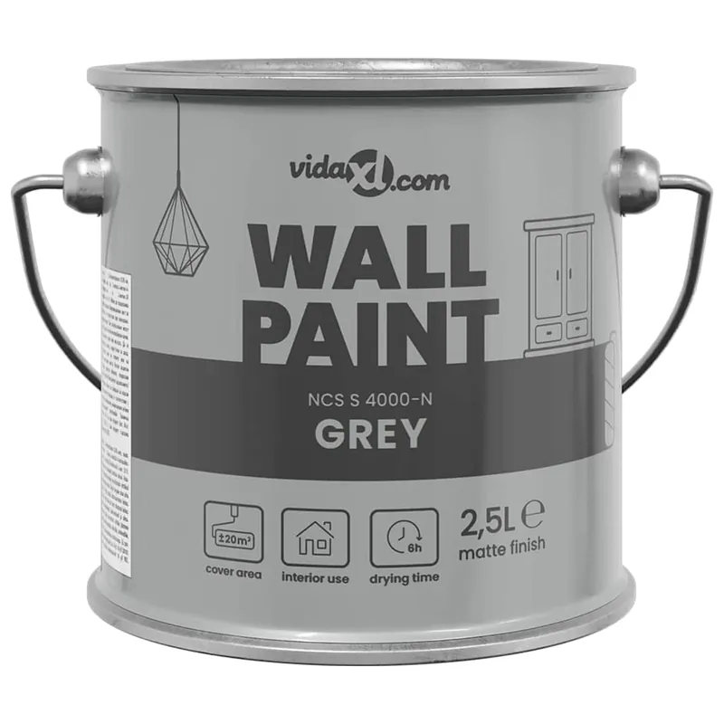Actieprijs vidaXL Pittura murale Grigio 2,5 L Stampa da parete