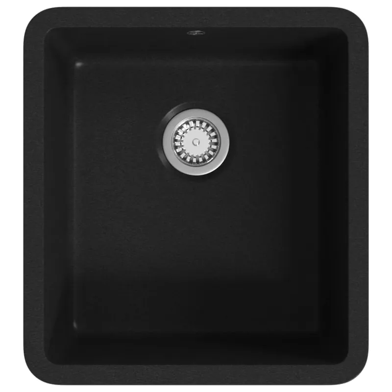 vidaXL Lavello da Cucina in Granito Vasca Singola Nero Snelle Levering