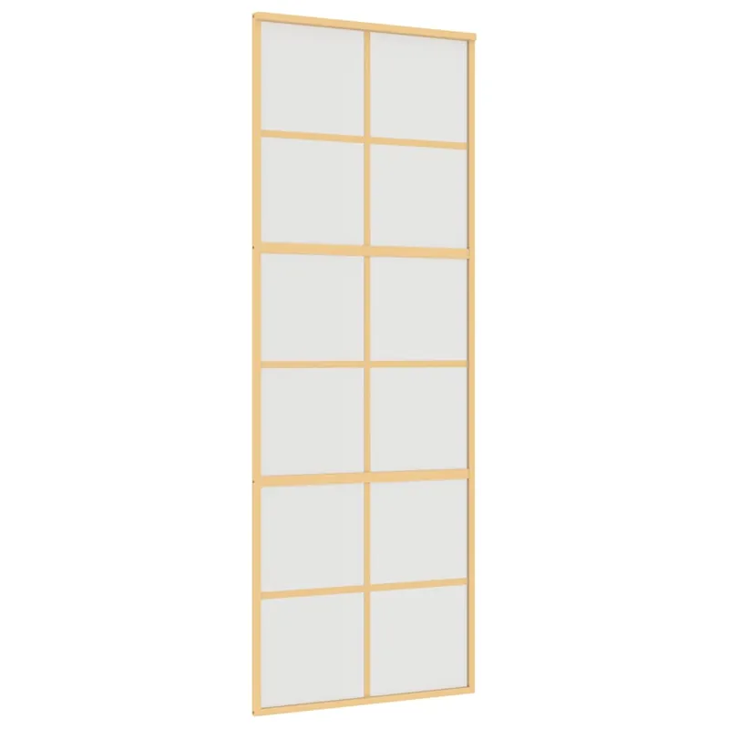Koop Online vidaXL Porta Scorrevole Dorata 76x205 Vetro Smerigliato ESG Alluminio