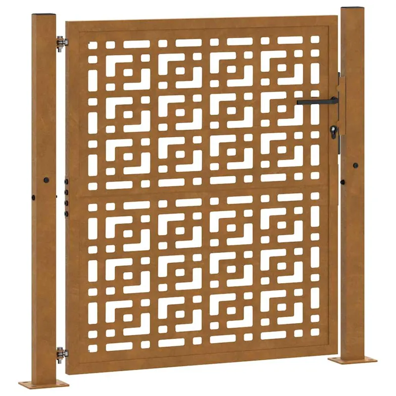 vidaXL Cancello da giardino 100x100 cm in acciaio corten con design a croce Snelle Levering