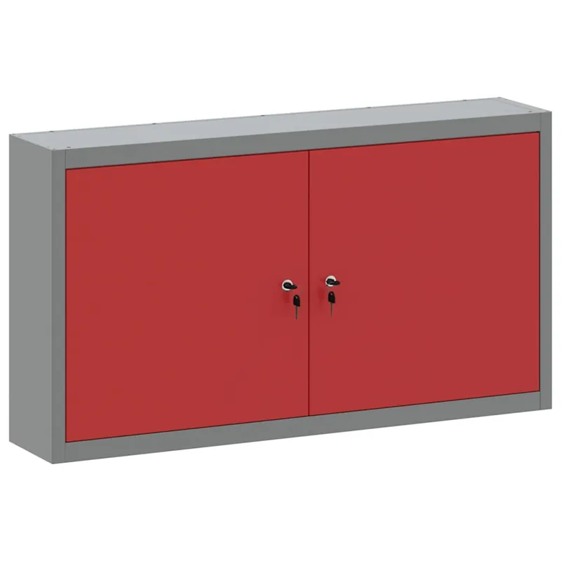 vidaXL Mobile per attrezzi con blocco Rosso e Grigio 100 x 20 x 55 cm Hoge Kwaliteit