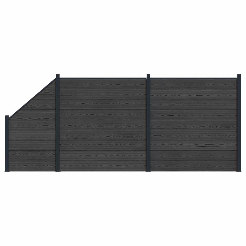 vidaXL Set di Recinzione 3 pcs 446 x 186 cm WPC e Alluminio Nero Alleen Vandaag