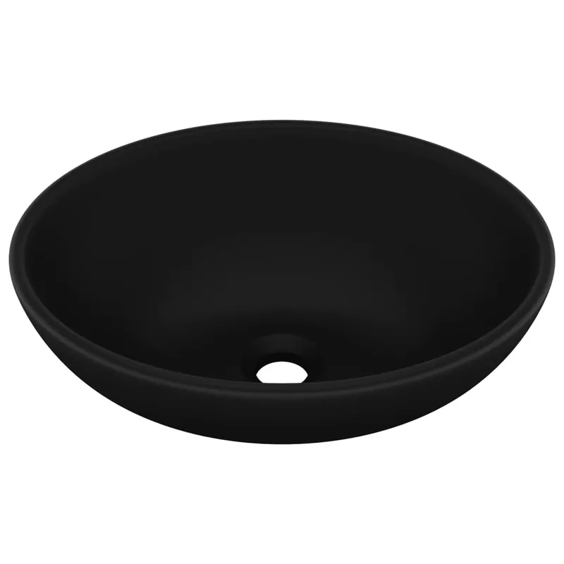vidaXL Lavandino Lusso Ovale Nero Opaco 40x33 cm in Ceramica Direct Beschikbaar
